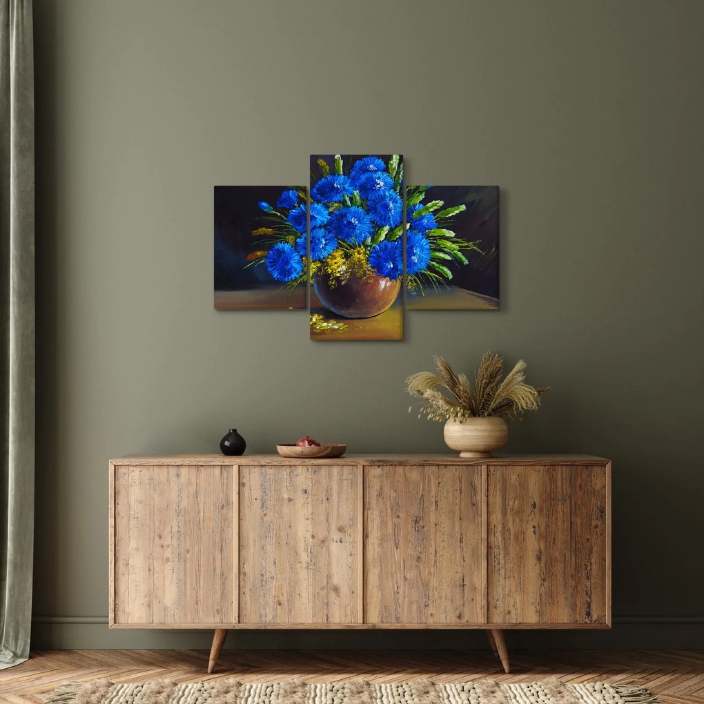 Tablou - Flori albastre în vază (90x60 cm)