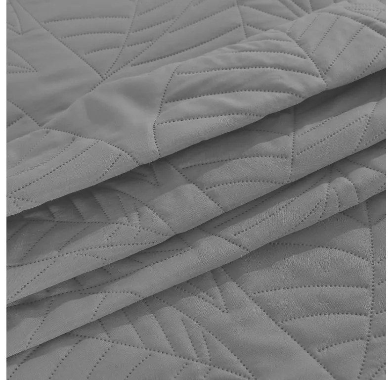 Cuvertura gri pentru pat cu model LEAVES Dimensiune: 170 x 210 cm