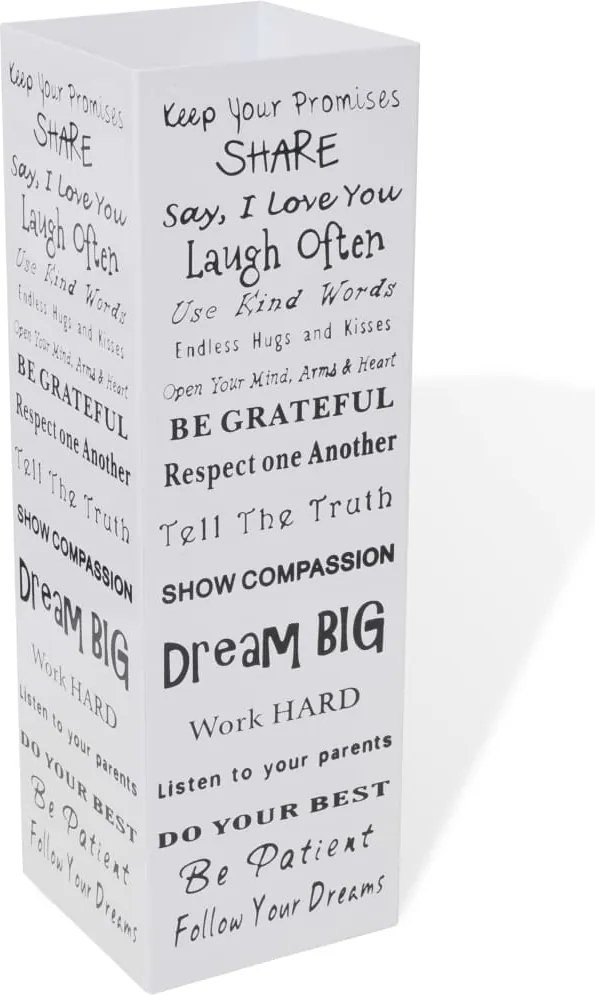 vidaXL Suport pentru umbrele, pătrat, depozitare bastoane, alb, 48,5 cm, oțel