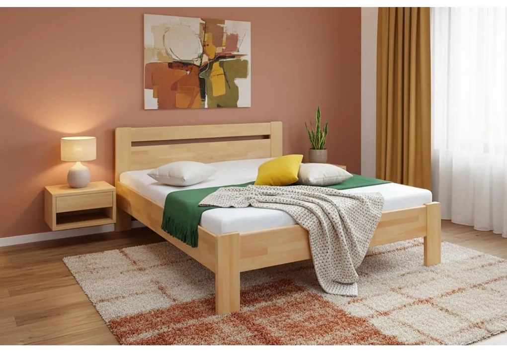 Pat matrimonial din lemn masiv AMARA 180x200 cm fag