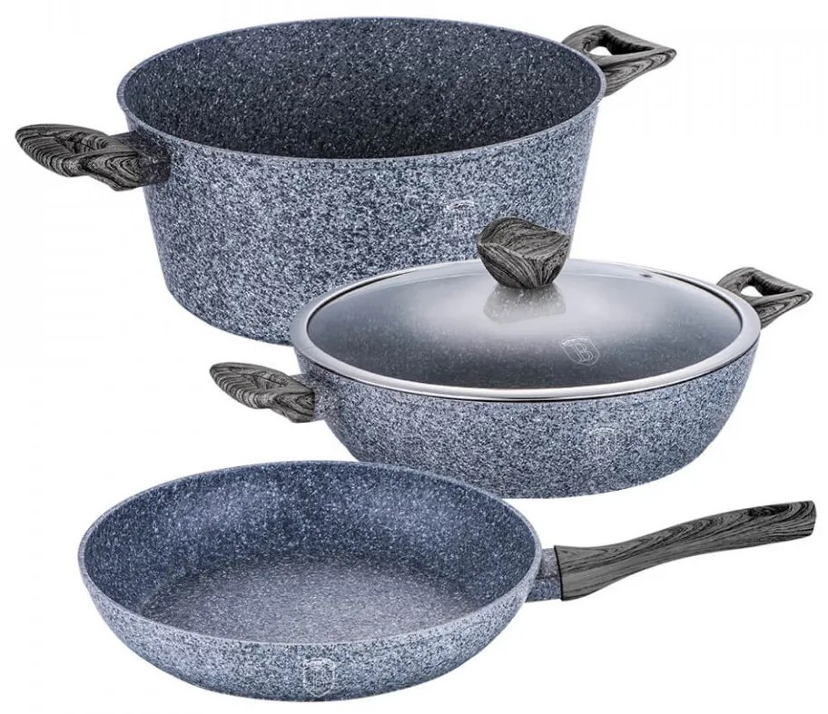 Set oale si tigai marmorate (4 piese) din aluminiu forjat Forest Dark Gray Line Berlinger Haus BH 1583