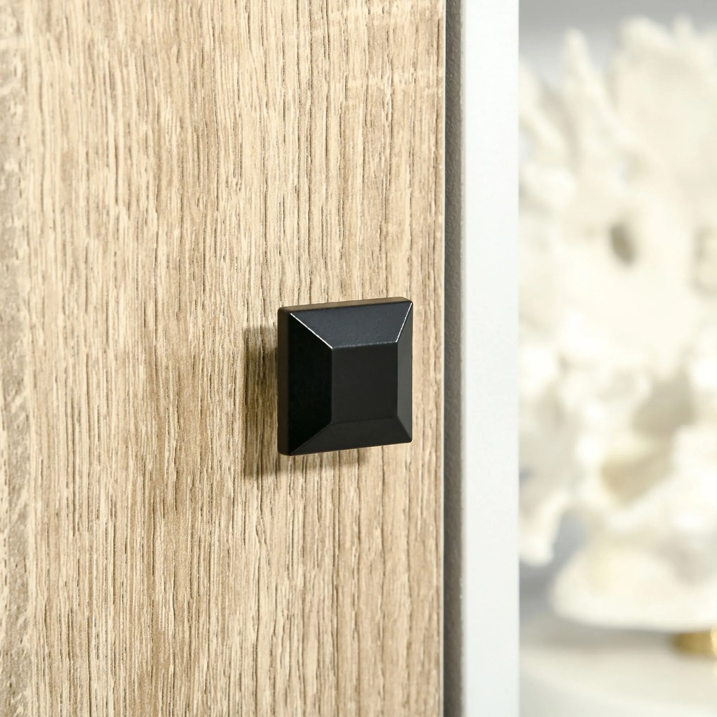 HOMCOM Bufet living, mobilier de depozitare 9 cuburi cu 3 uși și 3 compartimente deschise, picioare din lemn de pin, stil modern, bufet pentru sala de mese, bucătărie și living, 96 x 30 x 75 cm, alb, natural | Aosom Romania