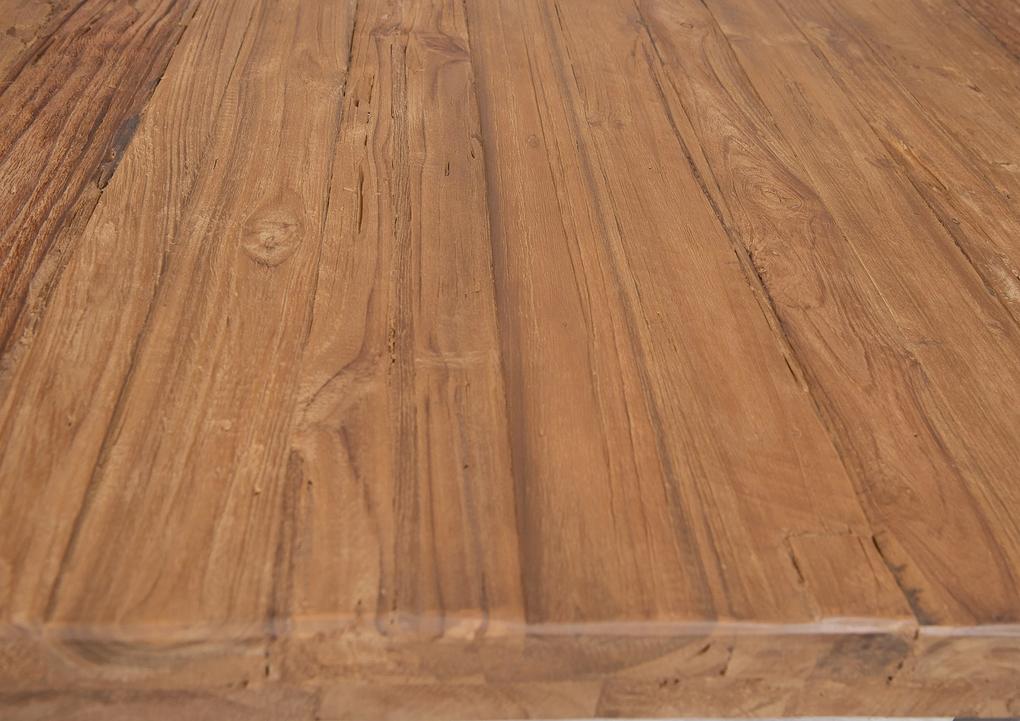 Masa dreptunghiulara din lemn de tec si cadru metalic negru 240x100 cm