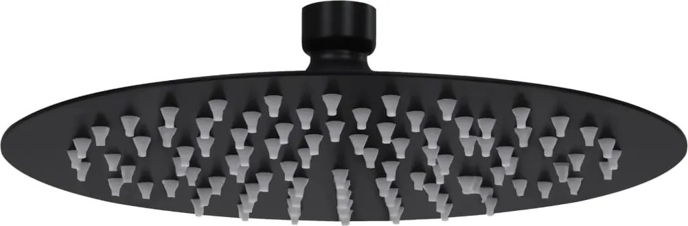 vidaXL Cap de duș tip ploaie rotund, negru, 20 cm, oțel inoxidabil