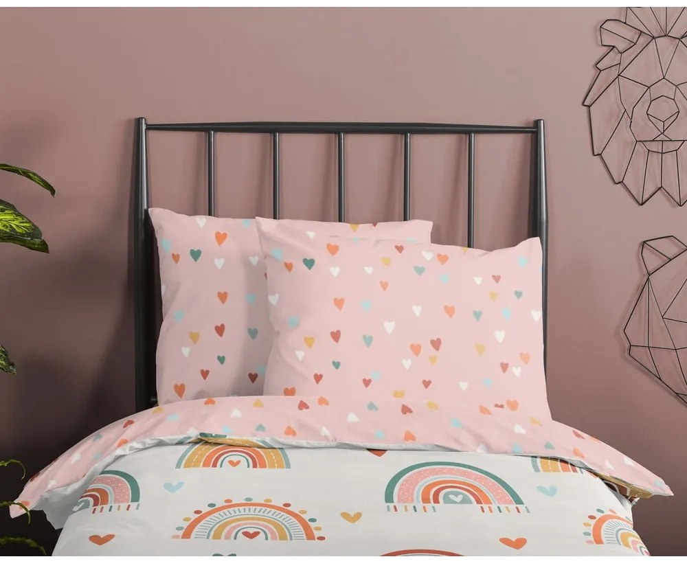 Lenjerie de pat pentru copii roz-bej din bumbac pentru pătuț 100x135 cm Louie – Good Morning