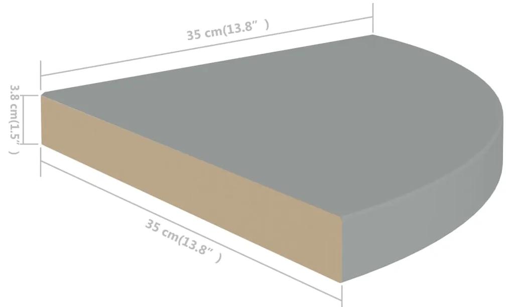 Rafturi colt de perete, 2 buc., gri, 35x35x3,8 cm, MDF 2, Gri, 35 x 35 x 3.8 cm