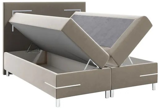Pat de o persoană 120 cm Frinesa LED (muștar) (cu somieră și saltea) (cu sp. depozitare) (cu iluminat LED). 1103544