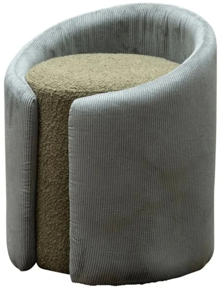Taburet verde, rotund, din textil, Nasrine