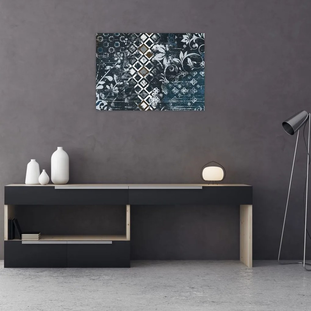 Tablou pe sticlă - Decorațiuni flori (70x50 cm)