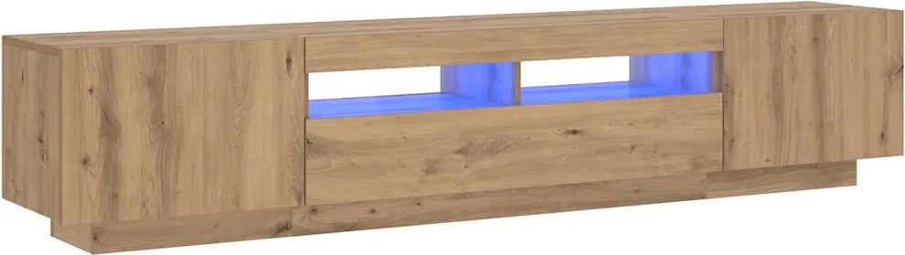 vidaXL Dulap TV cu LED stejar artizanal 200x35x40 cm lemn prelucrat