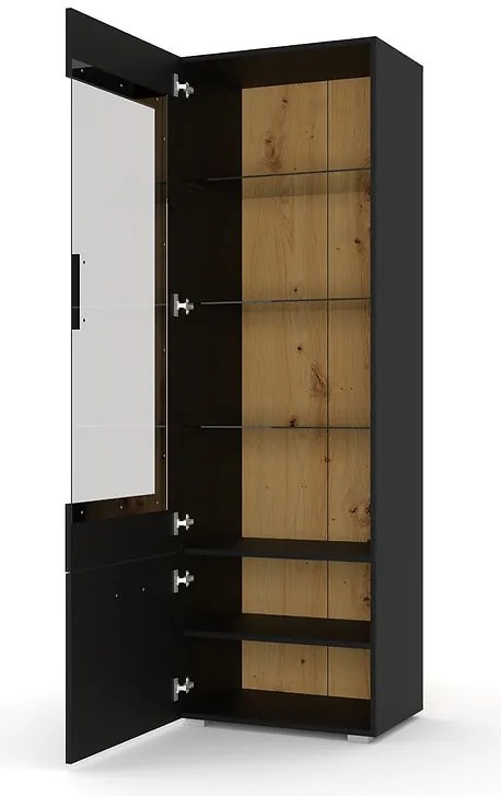 Vitrină Anikka O (Stejar artisan + negru mat). 1124851
