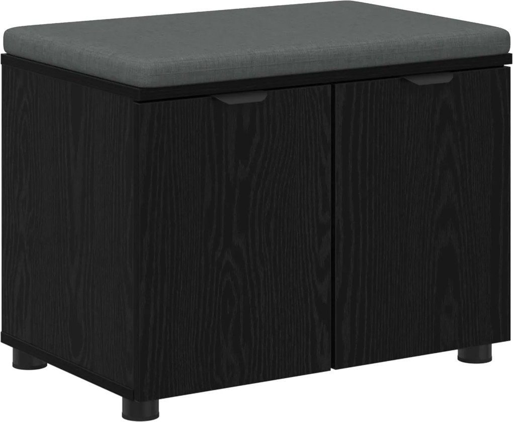 vidaXL Bancă pentru hol cu pernă cu raft Stejar Negru 60 x 38 x 46 cm