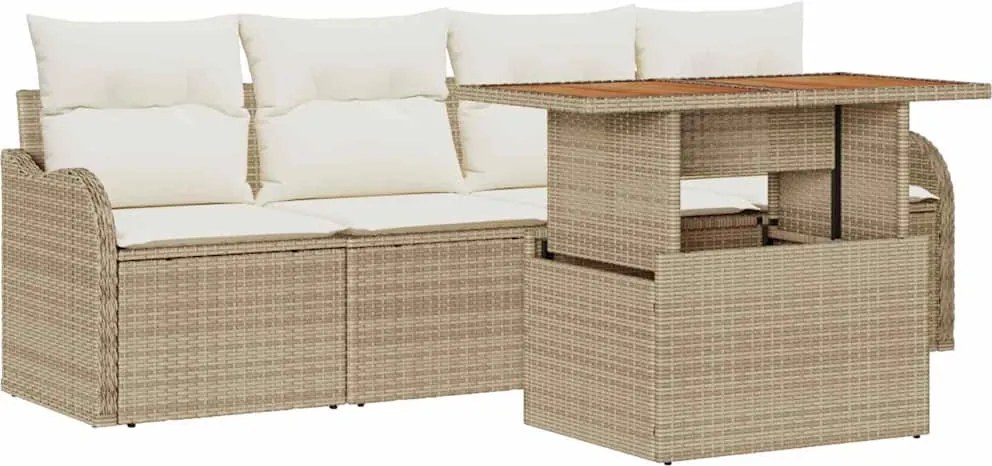 vidaXL Set de canapele pentru grădină 5 pcs Bej poliratan