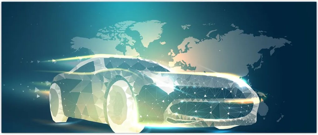 Tablou - Mașină din forme geometrice (120x50 cm)