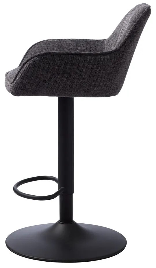 Scaun de bar gri închis cu înălțime ajustabilă/cu cotiere tapițat (înălțime șezut 65 cm) Nolan – Unique Furniture