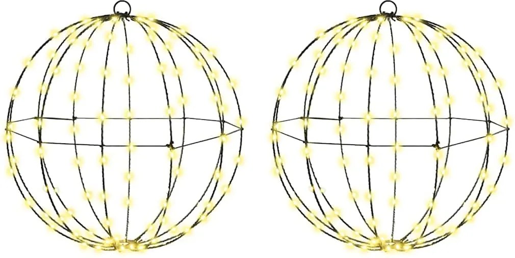 vidaXL Bola cu 192 LED 2 pcs Alb cald 40 x 40 x 43,5 cm Metal