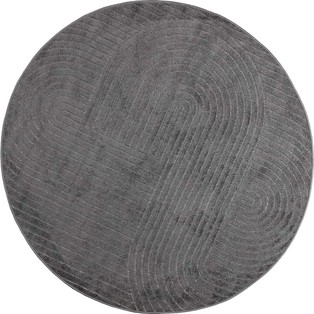 vidaXL Covoare de zonă Rotund PALMERAS Antracit Ø 120 CM Poliester