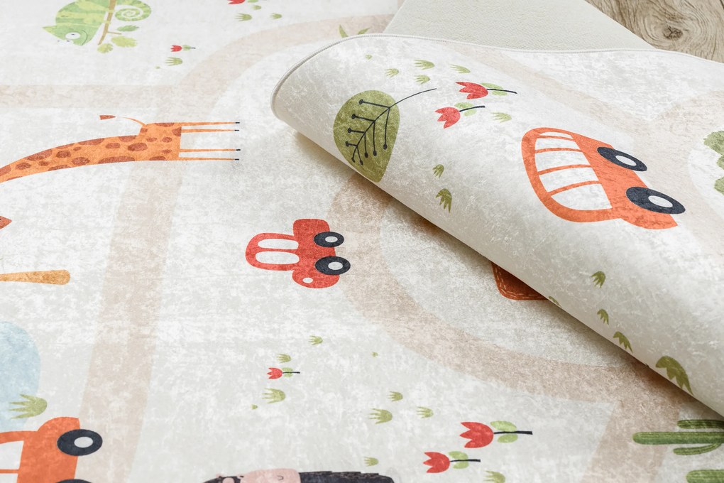 BAMBINO 1165 covor lavabil Grădină zoologică pentru copii anti-alunecare bej - SECUNDAR-COTATI PRODUSUL