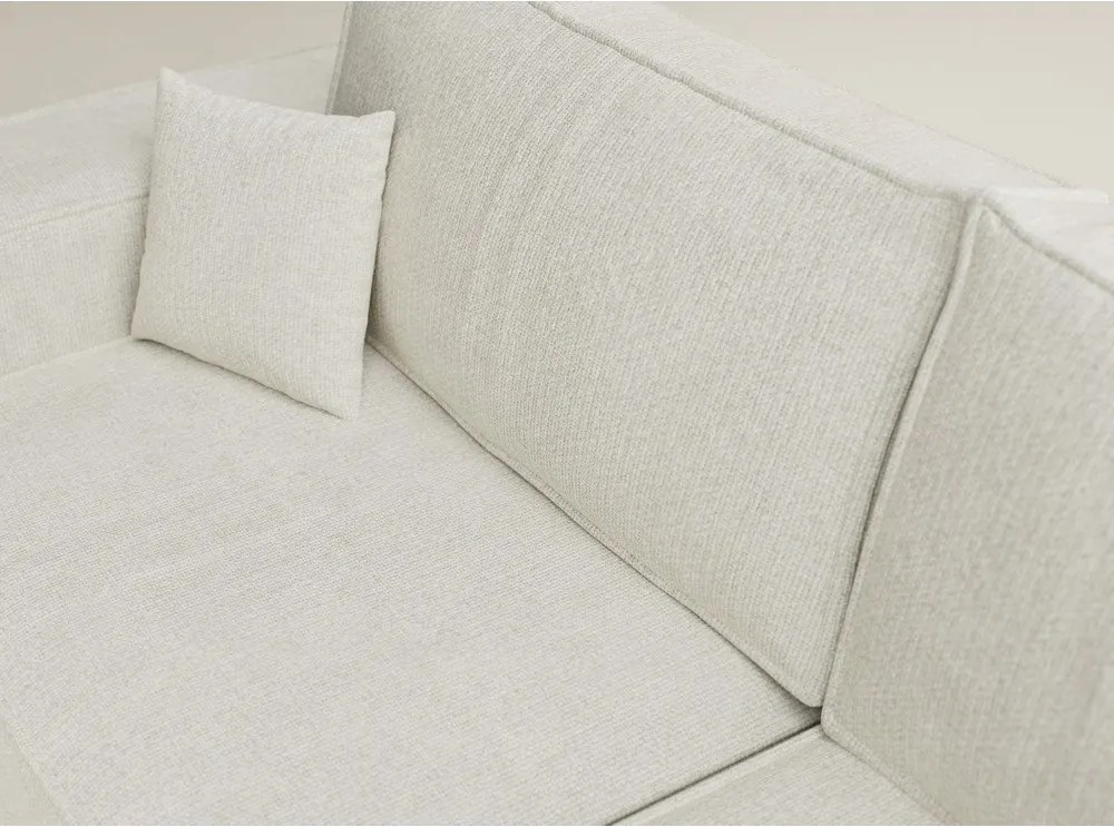 Colțar crem extensibil/cu spațiu de depozitare cu tapițerie din chenille (cu colț pe partea dreaptă/în formă de ”L”) Tonga – Maison de Rêve