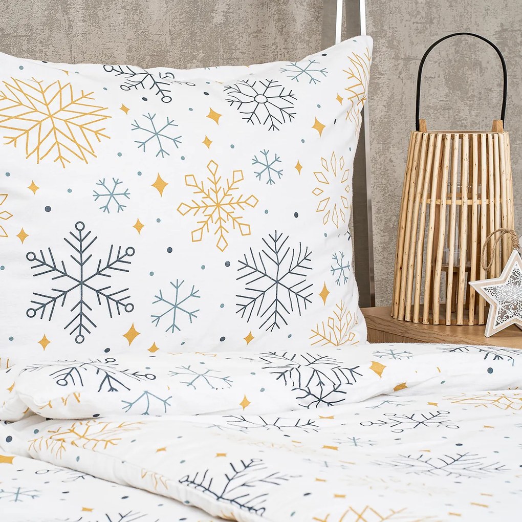 Lenjerie de pat din flanelă 4Home Frosty snowflakes, 160 x 200 cm, 70 x 80 cm