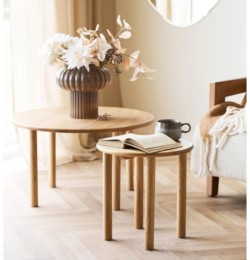 Măsuță auxiliară rotundă din lemn de stejar ø 40 cm Jena – House Nordic