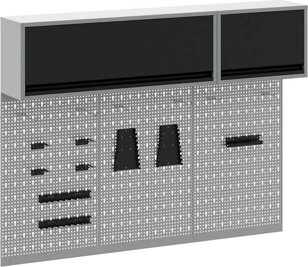 vidaXL Set dulap de unelte 5 pcs Negru Oțel vopsit electrostatic