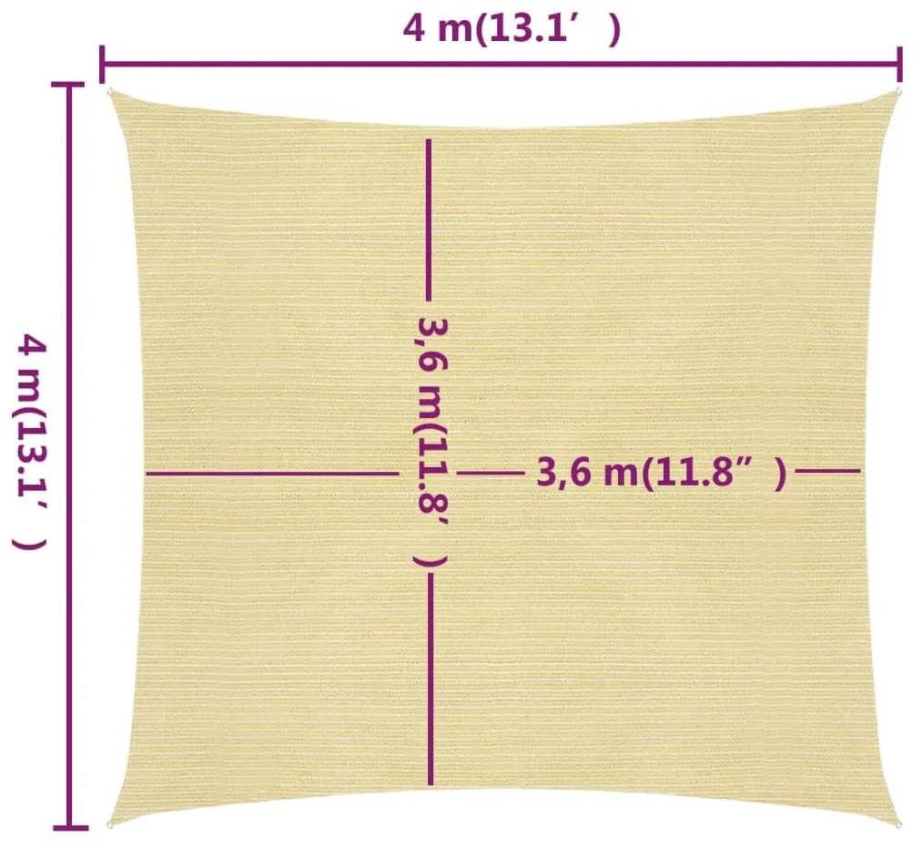 Panza parasolar, bej, 4x4 m, HDPE, 160 g m   Bej, 4 x 4 m