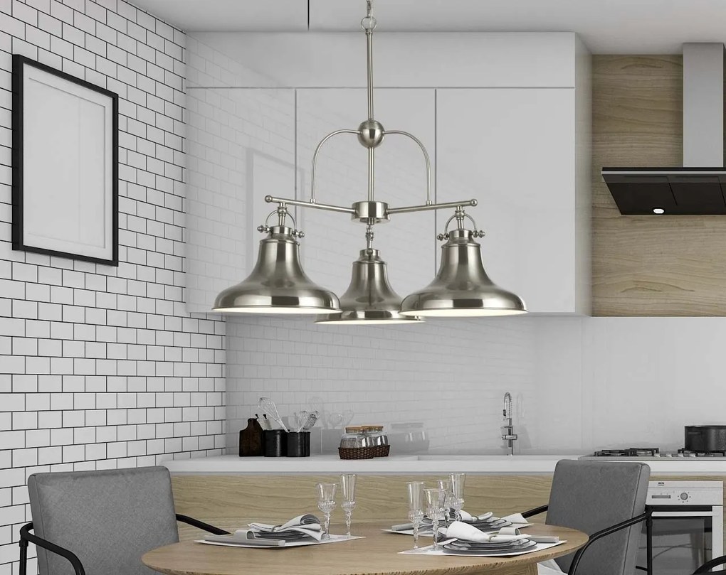Lustra design industrial Dallas 3L argintiu satin 3183-3SS SRT