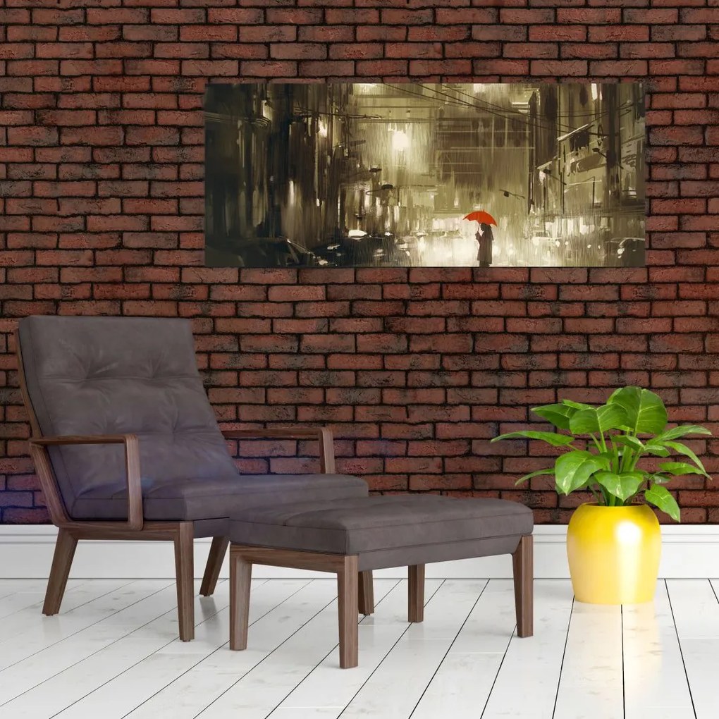 Tablou - Femeie într-o noapte ploioasă (120x50 cm)