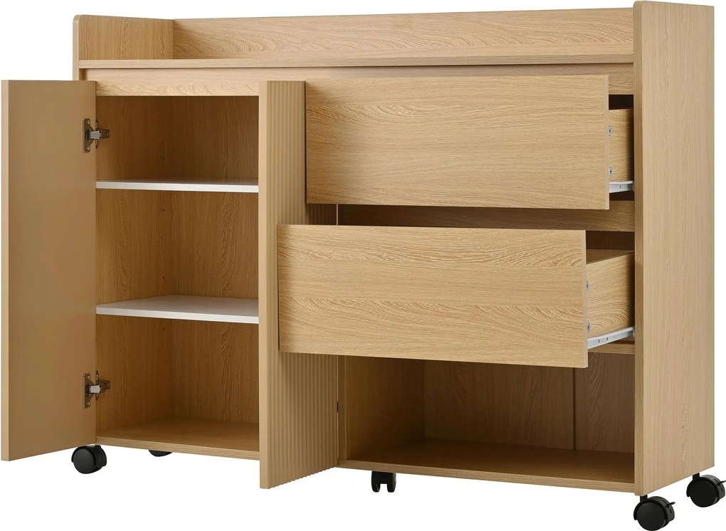 Dulap mobil pentru pantofi cu separatoare reglabile, 110x35x86 cm, Culoare naturală