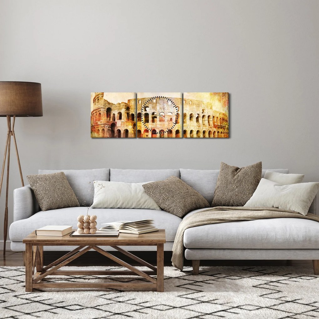 Tablou - Pictură digitală, Colosseum, Roma, Italia (cu ceas) (90x30 cm)