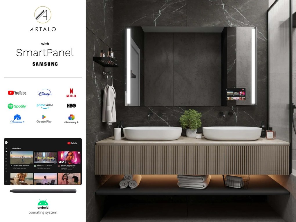 SMART oglindă LED cu iluminare M4 premium + Samsung SmartPanel