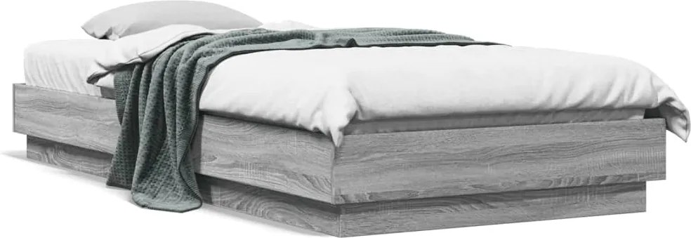 vidaXL Cadru de pat, gri sonoma, 90x200 cm, lemn prelucrat