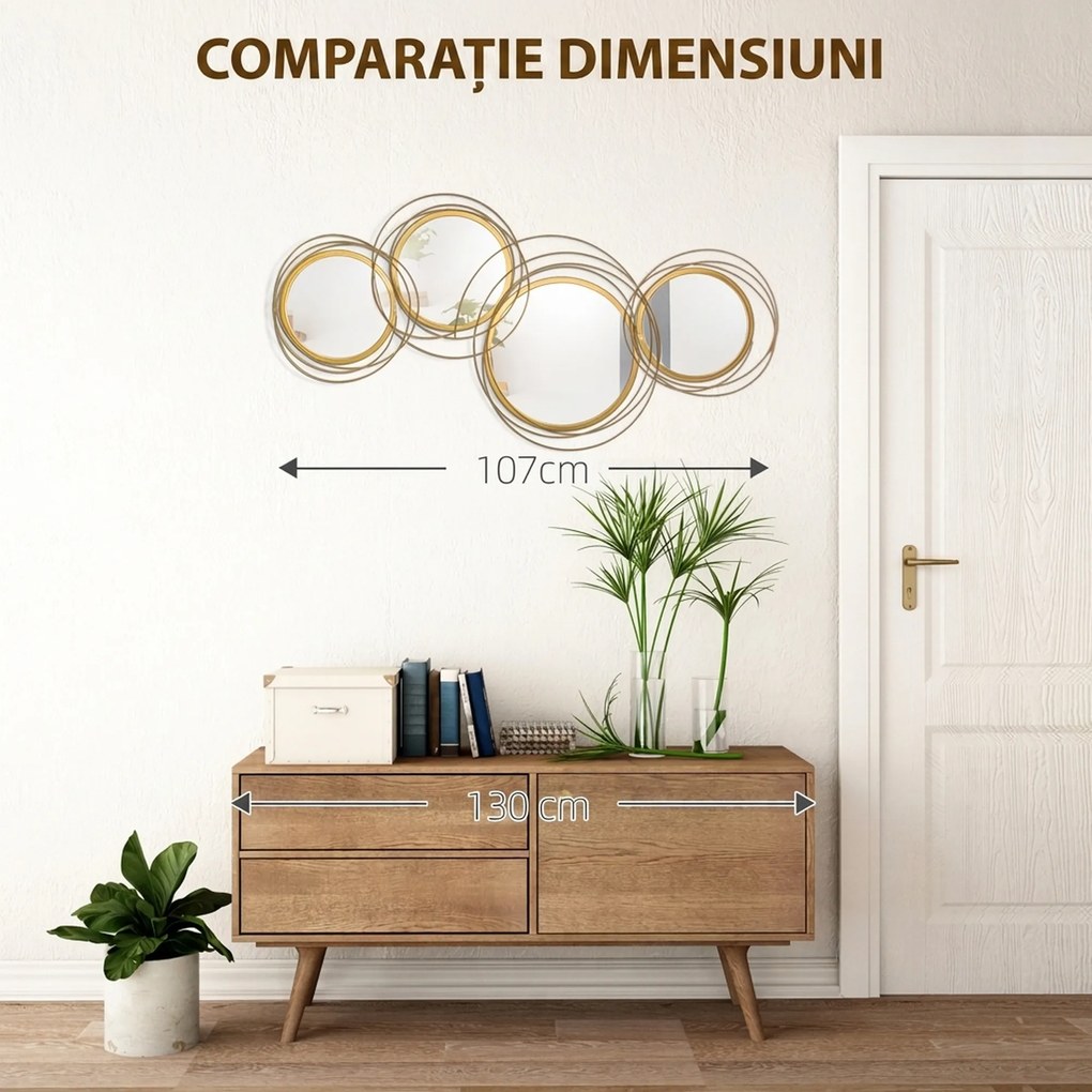 HOMCOM Decoratiune de perete din metal Decor oglinda decorativa moderna Sculpturi de perete | Aosom Romania