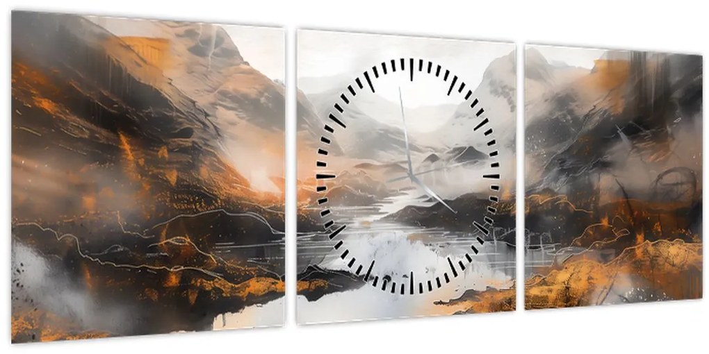 Tablou - Pictura peisajelor montane (cu ceas) (90x30 cm)