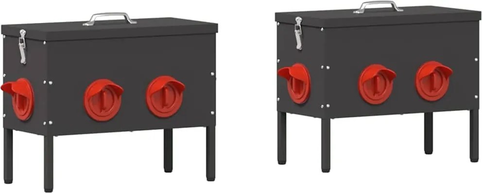 vidaXL Feeder pentru pui 2 pcs Negru 41,5 x 20,5 x 33 cm