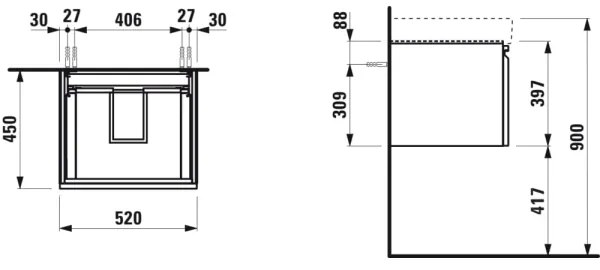 LAUFEN H4833510964751 - Dulap pentru lavoar PRO 52 cm, alb