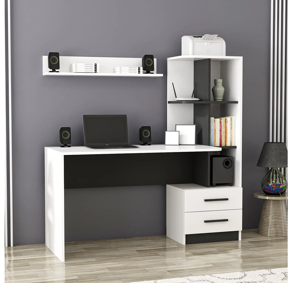 Masă PC Aslan (Alb + Negru). 1088786