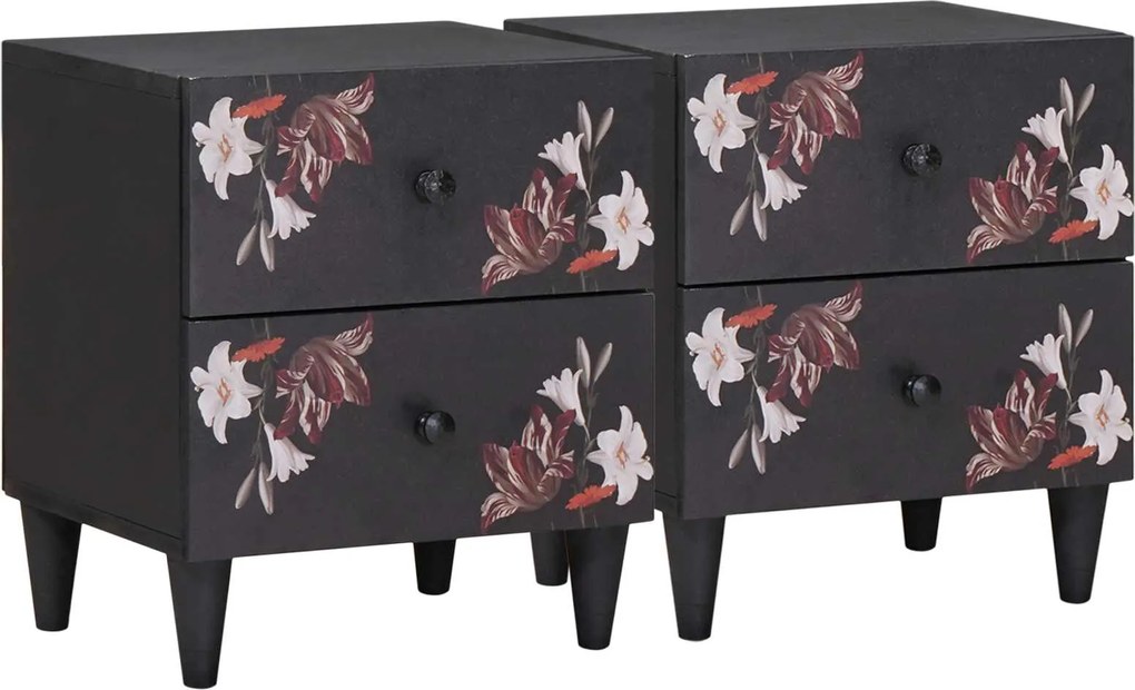 vidaXL Noptieră 2 pcs Maro 40 x 33,5 x 46 cm Lemn de mango solid