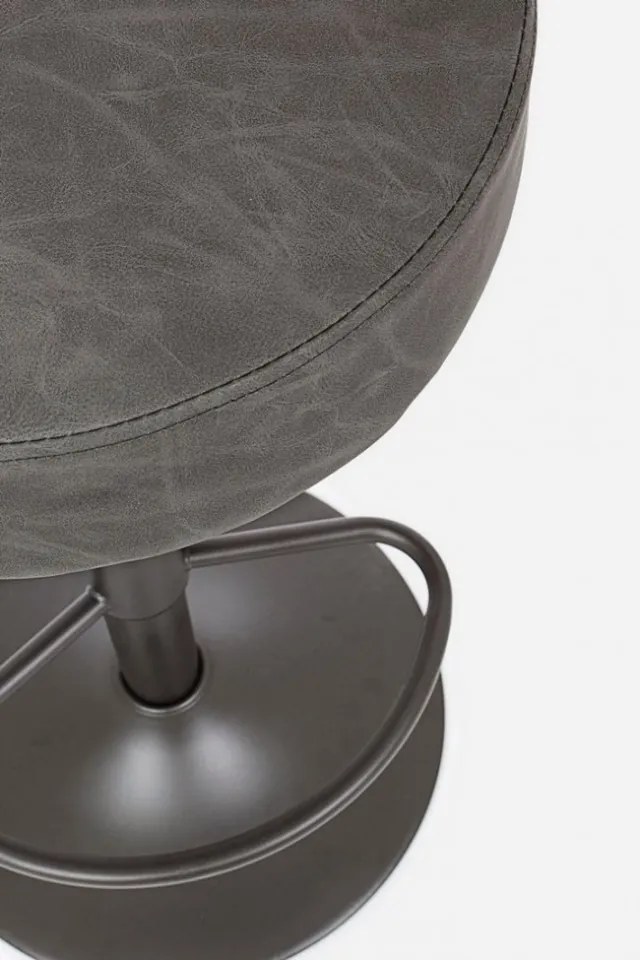Scaun bar gri inchis din piele ecologica si metal, Vintage Bizzotto