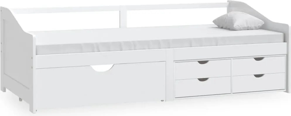 vidaXL Pat de zi, 3 locuri, cu sertare, alb, 90x200 cm, lemn masiv pin