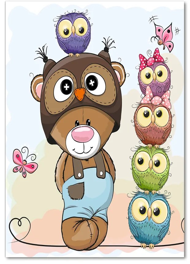 Fotografie imprimată pe sticlă Ursul și Owl