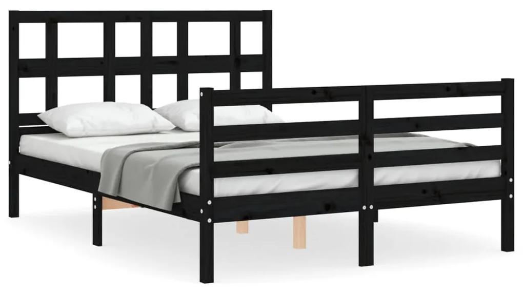 3194830 vidaXL Cadru de pat cu tăblie, negru, 120x200 cm, lemn masiv