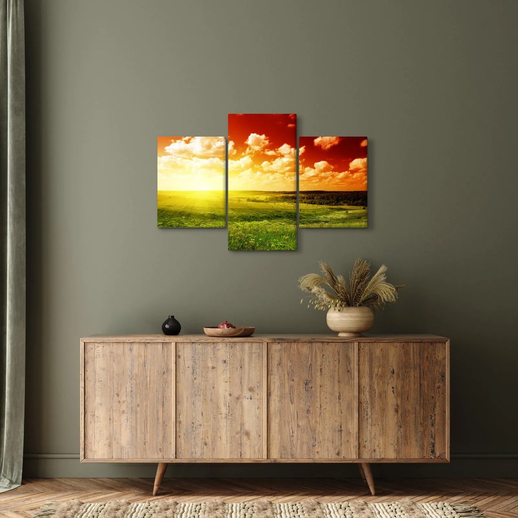 Tablou cu luncă cu soarele strălucitor (90x60 cm)