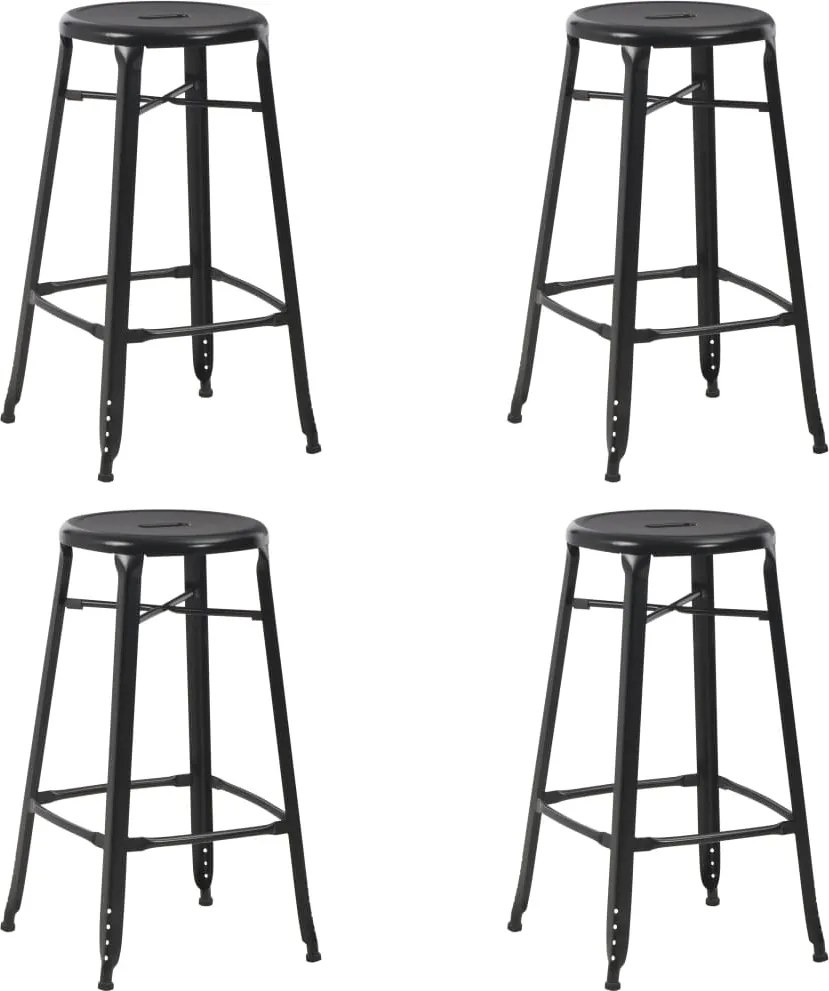 vidaXL Scaune de bar, 4 buc., negru, plastic