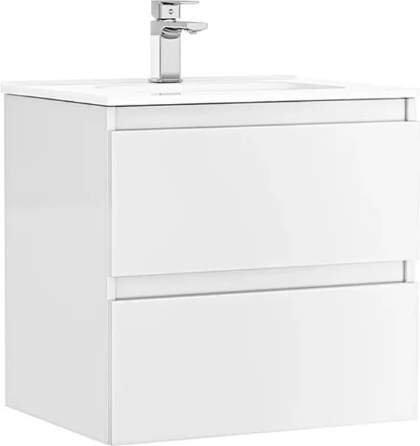 Set dulap baza suspendat Gala Daily alb 2 sertare cu lavoar 60 cm