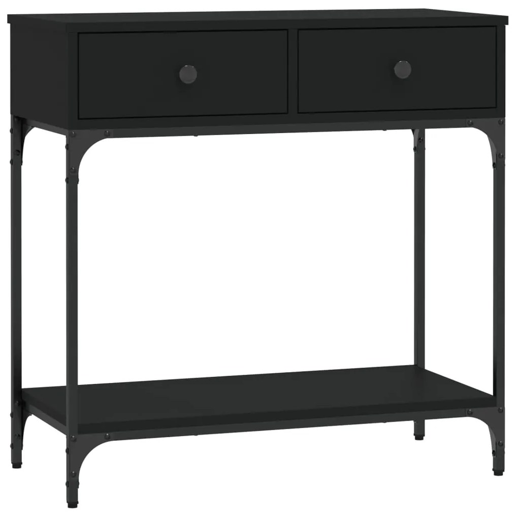 833398 vidaXL Masă consolă, negru, 75x34,5x75 cm, lemn prelucrat
