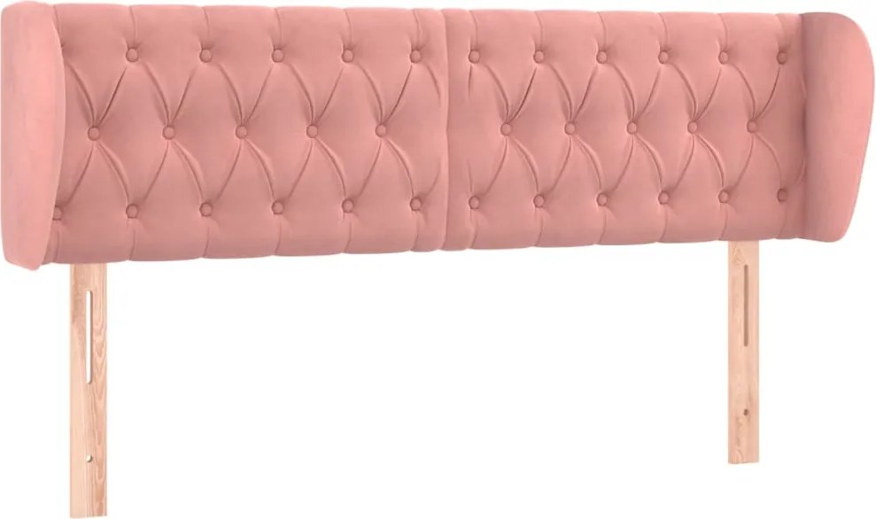 vidaXL Tăblie de pat cu aripioare roz 147x23x78/88 cm catifea