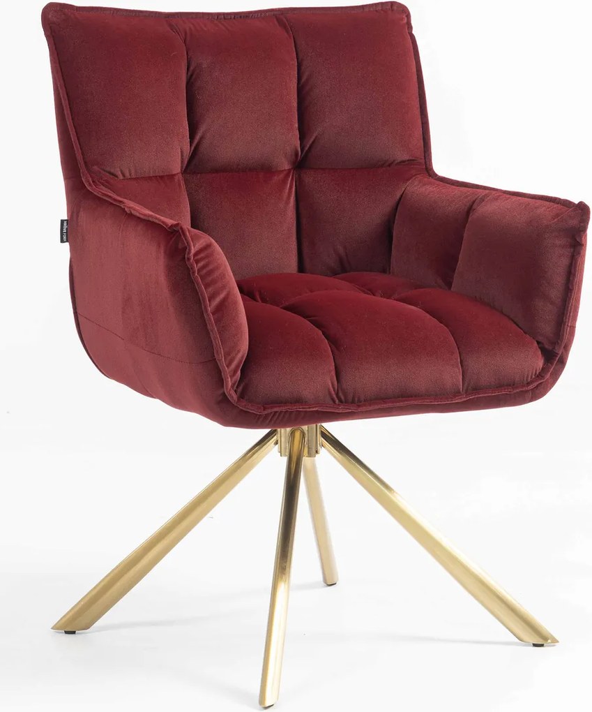 HR560 BAZĂ STEA Scaun Catifea Bordo Merlot cu Bază Aurie
