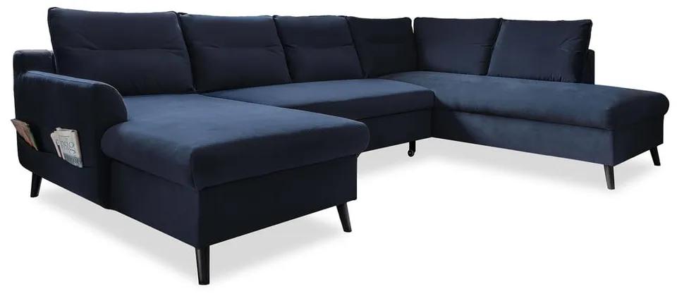 Canapea extensibilă în formă de „U” Miuform Stylish Stan cu șezlong pe partea dreaptă, albastru deschis